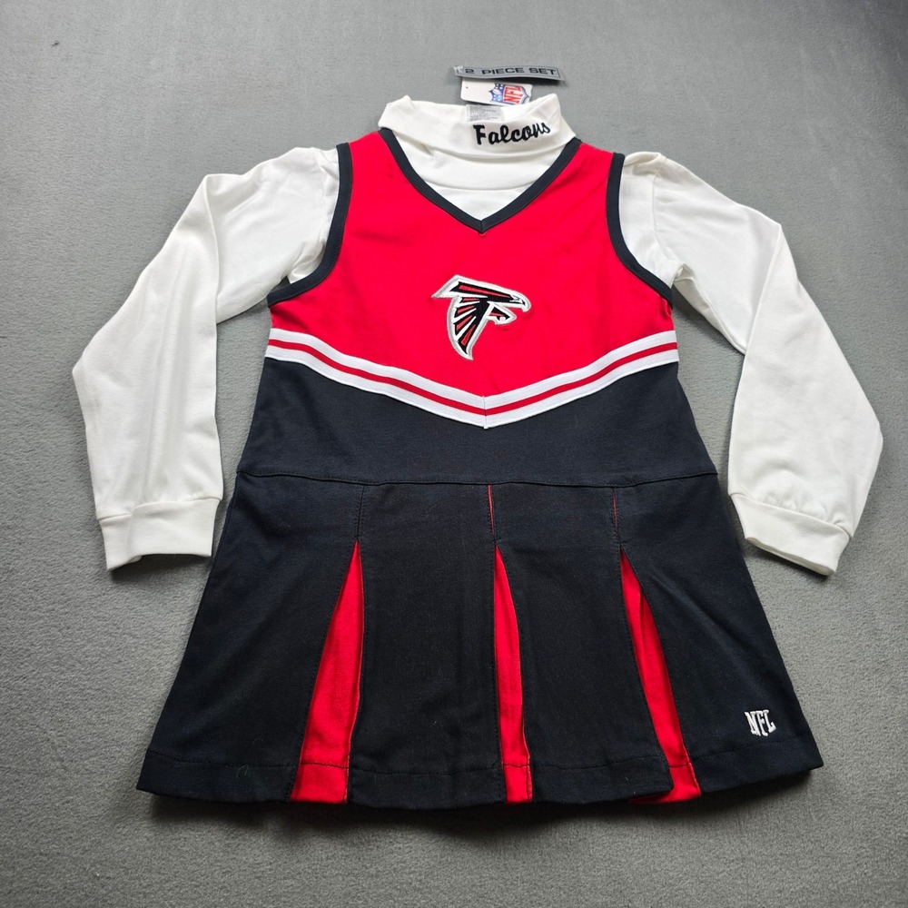 NFL Atlanta Falcons Kids Cheerleader Outfit Set Red Black White Size 6/6X NEW